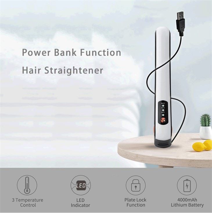 Straightener Gruaige Taistil Gan sreang USB Rechargeable